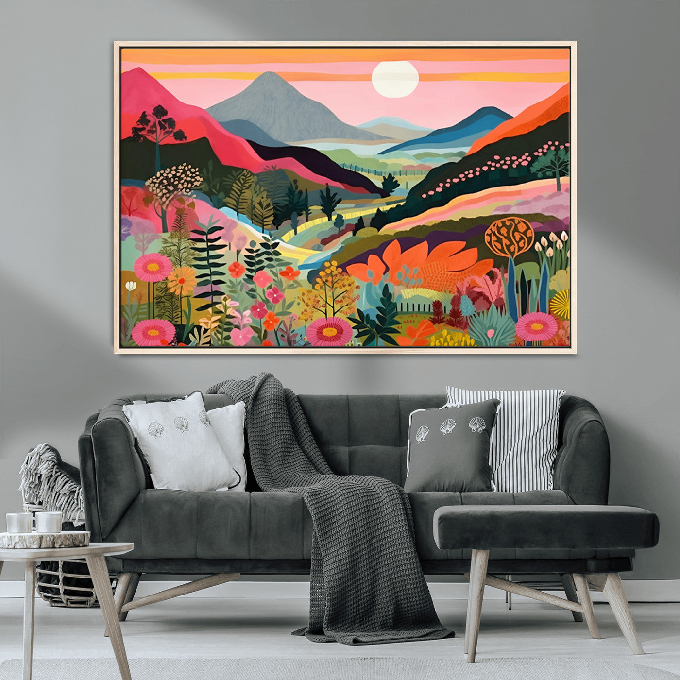 61376-MGV-CV-36X24-Floral Valley Wall Art – Panoramic Mountain Landscape Canvas Print, Vibrant Nature Decor for Living Room, Office, or Bedroom