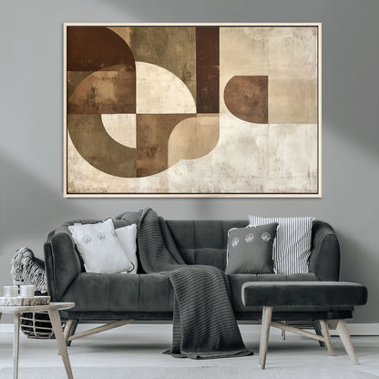 59767-MGV-CV-36X24-Abstract Geometric Shapes Wall Art – Modern Minimalist Canvas Print, Neutral Brown Beige Tan Artwork for Living Room, Bedroom,