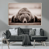 20611-MGV-CV-36X24-Grizzly Bear Wall Art – Majestic Wildlife Sepia Canvas Print, Rustic Nature Animal Artwork for Cabin, Lodge, Living Room, Bedroom,