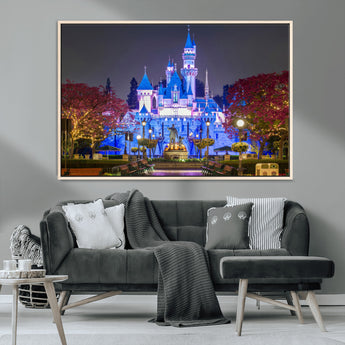 66710-MGV-CV-36X24-Enchanted Castle Wall Art – Magical Night Scene Canvas Print with Glowing Lights, Fantasy Architecture Artwork for Living Room,