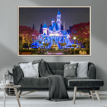66710-MGV-CV-36X24-Enchanted Castle Wall Art – Magical Night Scene Canvas Print with Glowing Lights, Fantasy Architecture Artwork for Living Room,