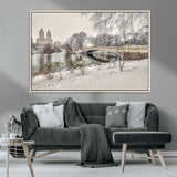 60292-MGV-CV-36X24-Central Park Winter Wall Art – Snowy Bow Bridge Canvas Print, Scenic New York City Landscape Photography for Living Room, Bedroom