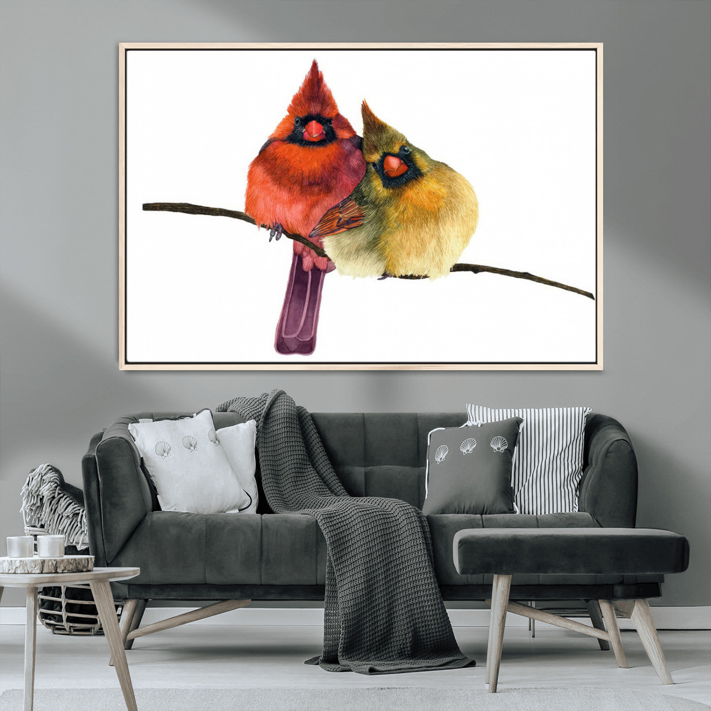 67752-MGV-CV-36X24-Cardinal Couple Wall Art – Male and Female Cardinal Canvas Print, Romantic Bird Artwork for Nature Lovers, Living Room, Bedroom,