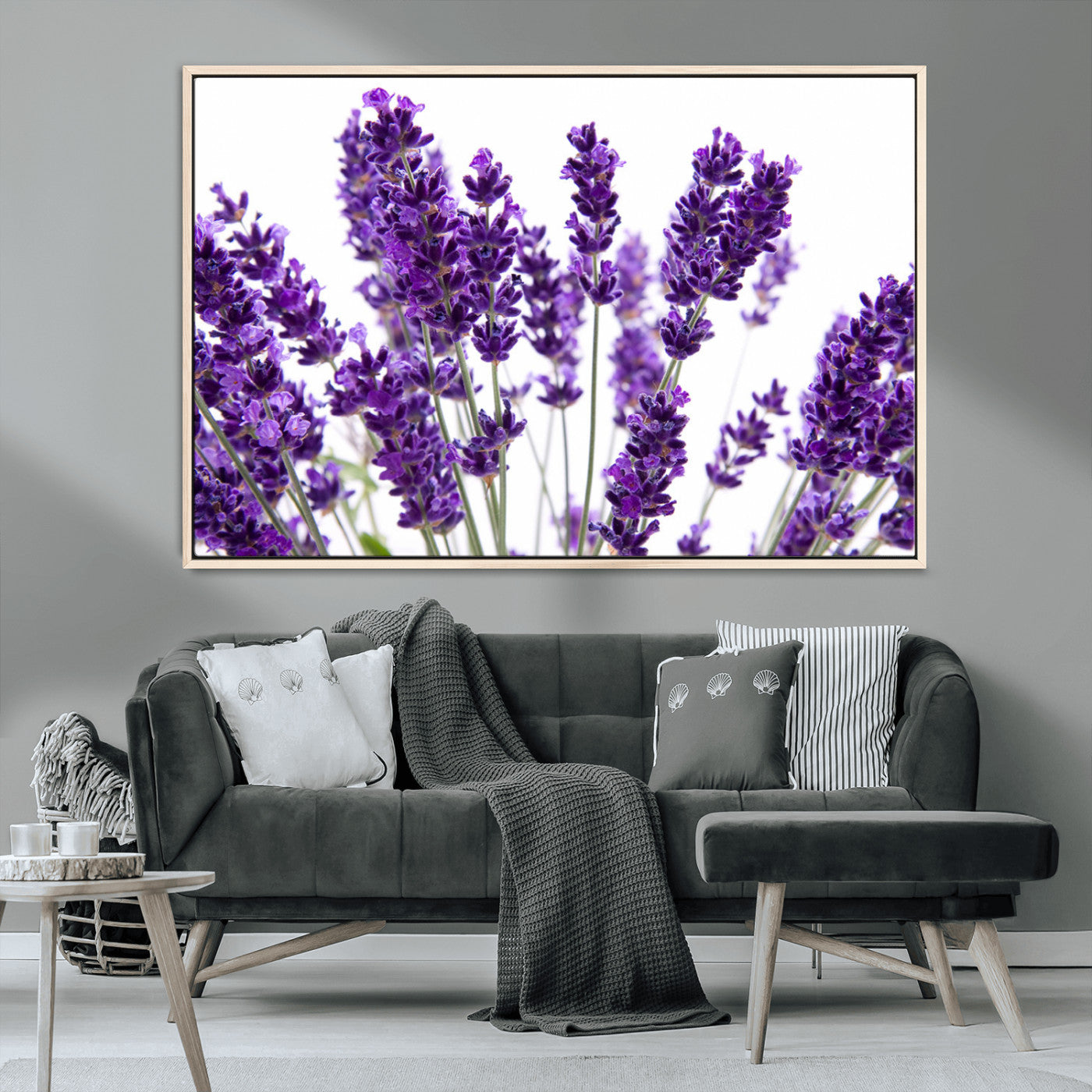 84456-MGV-CV-36X24-Lavender Wall Art – Botanical Canvas Print Featuring Purple Floral Stems, Fresh Nature Inspired Artwork for Living Room, Bedroom,
