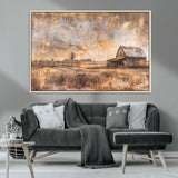 FARM2-MGV-CV-36X24-Rustic Farmhouse Wall Art Canvas Print, Framed Old Barn Art Picture Print, Southwestern Farmhouse Perfect Rustic Decor Artwork