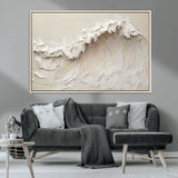 45175-MGV-CV-36X24-Textured Wave Wall Art Canvas Print, Framed Minimal Seascape Art Picture Print, Elegant Wave Perfect Modern Coastal Decor Artwork