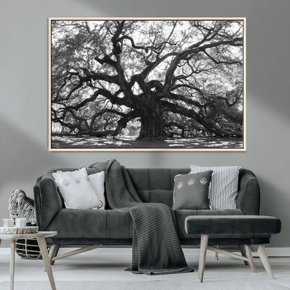 81655611-MGV-FC-36X24_Natural-Ancient Oak Wall Art Canvas Print, Framed Twisted Branches Art Picture Print, Gnarled Tree Perfect Moody Nature Decor Artwork