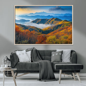 86772247-MGV-CV-36X24-Autumn Mountains Wall Art Canvas Print, Framed Fall Foliage Art Picture Print, Vibrant Hills Perfect Vibrant Nature Decor Artwork