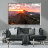 50957419-MGV-CV-36X24-Mountain Sunrise Wall Art Canvas Print, Framed Alpine Ridge Art Picture Print, Mountain Range Perfect Vibrant Rustic Decor Artwork