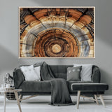 15184146-MGV-CV-36X24-Tree Rings Wall Art Canvas Print, Framed Wood Texture Art Picture Print, Rustic Pattern Perfect Rustic Organic Decor Artwork