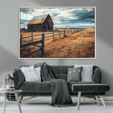 69356982-MGV-CV-36X24-Old Barn Wall Art Canvas Print, Framed Rustic Fence Art Picture Print, Wooden Farmhouse Perfect Rustic Farmhouse Decor Artwork