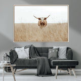 20927060-MGV-CV-36X24-Texas Longhorn Wall Art Canvas Print, Framed Lone Cattle Art Picture Print, Longhorn Bull Perfect Rustic Western Decor Artwork