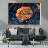 18975622-MGV-CV-36X24-Burnt Wood Wall Art Canvas Print, Framed Aged Timber Art Picture Print, Rustic Tree Slice Perfect Rustic Decor Artwork for Home,