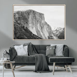 39393420-MGV-CV-36X24-El Capitan Wall Art Canvas Print, Framed Yosemite Cliff Art Picture Print, Monochrome Mountain Perfect Monochrome Sierra Decor