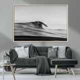24029476-MGV-CV-36X24-Black Wave Wall Art Canvas Print, Framed Abstract Surf Art Picture Print, Minimalist Ocean Perfect Minimalist Coastal Decor