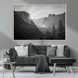 39278955-MGV-CV-36X24-Yosemite Valley Wall Art Canvas Print, Framed El Capitan Art Picture Print, Misty Mountain Perfect Modern Rustic Decor Artwork