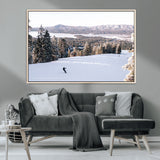 79857868-MGV-CV-36X24-Snowy Mountain Wall Art Canvas Print, Framed Ski Slope Art Picture Print, Winter Forest Perfect Modern Rustic Decor Artwork