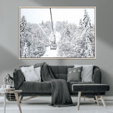 44705668-MGV-CV-36X24-Winter Forest Wall Art Canvas Print, Framed Snowy Forest Art Picture Print, Ski Lift Perfect Scandinavian Decor Artwork