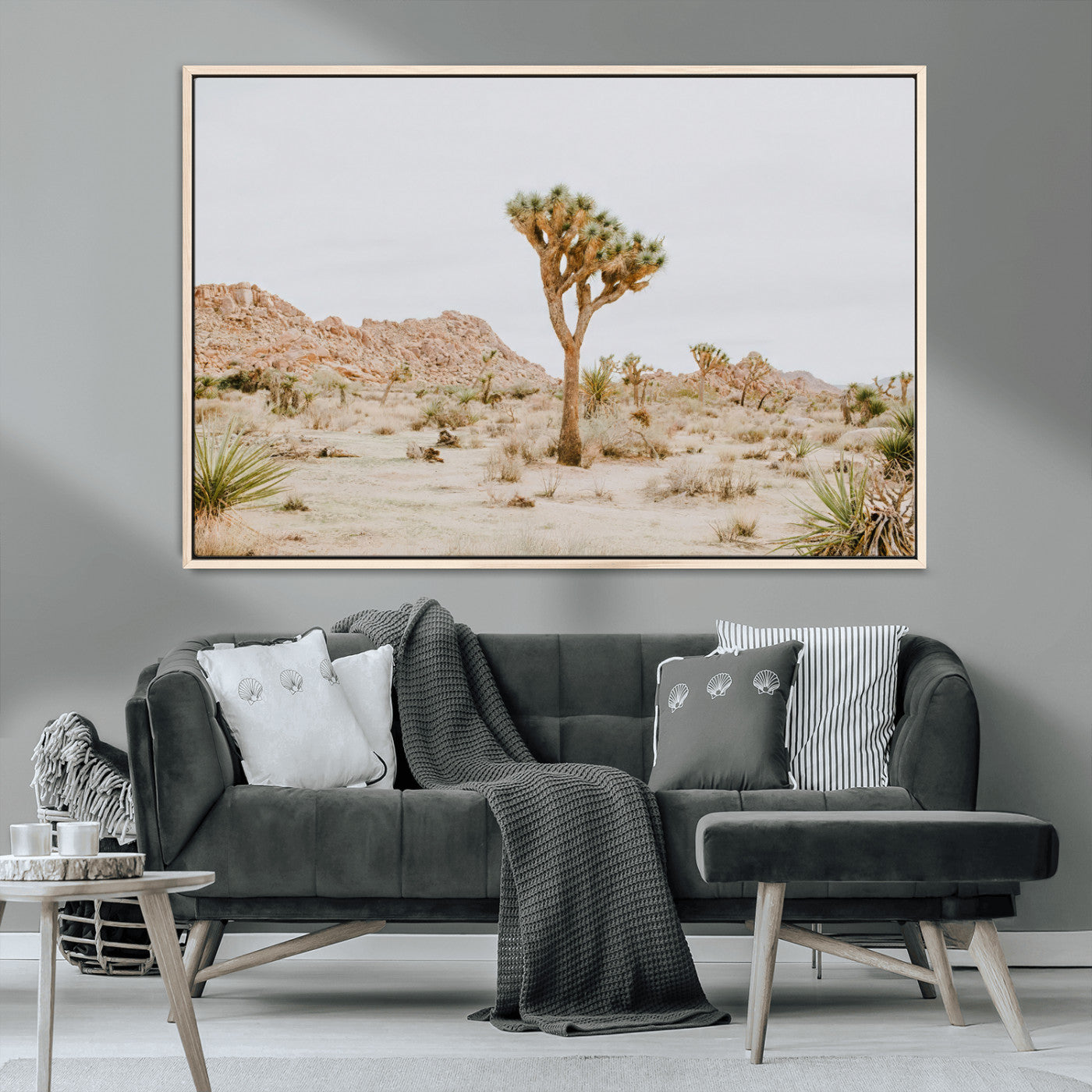 67109959-MGV-CV-36X24-Joshua Tree Wall Art Canvas Print, Framed Neutral Desert Art Picture Print, Earthy Landscape Perfect Neutral Boho Decor Artwork