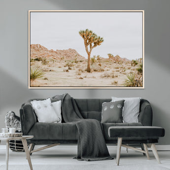 67109959-MGV-CV-36X24-Joshua Tree Wall Art Canvas Print, Framed Neutral Desert Art Picture Print, Earthy Landscape Perfect Neutral Boho Decor Artwork