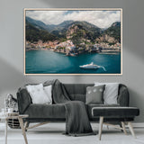 20321590-MGV-CV-36X24-Amalfi Coast Wall Art Canvas Print, Framed Italy Travel Art Picture Print, Mediterranean Landscape Perfect Mediterranean Coastal