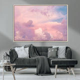 22874890-MGV-CV-36X24-Pastel Sky Wall Art Canvas Print, Framed Dreamy Cloudscape Art Picture Print, Sunset Glow Perfect Minimalist Serenity Decor