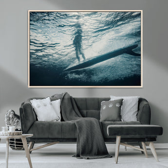 71192524-MGV-CV-36X24-Submerged Surf Wall Art Canvas Print, Framed Underwater Perspective Art Picture Print, Ocean Surf Perfect Coastal Adventure Decor