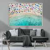 76172085-MGV-CV-36X24-Tropical Shoreline Wall Art Canvas Print, Framed Beach Relaxing Art Picture Print, Aerial Summer Perfect Coastal Vibrant Decor