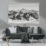 32399691-MGV-CV-36X24-Snowy Mountain Wall Art Canvas Print, Framed Mountain Peaks Art Picture Print, Alpine Mountains Perfect Minimalist Alpine Decor
