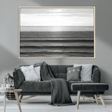 47305203-MGV-CV-36X24-Monochrome Ocean Wall Art Canvas Print, Framed Moody Ocean Art Picture Print, Calm Ocean Perfect Minimalist Coastal Decor Artwork