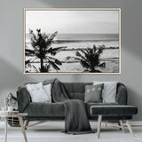 17508038-MGV-CV-36X24-Tropical Coastline Wall Art Canvas Print, Framed Palm Trees Art Picture Print, Ocean Waves Perfect Minimalist Coastal Decor