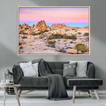 96167137-MGV-FC-36X24_Natural-Vibrant Sunset Sky Wall Art Canvas Print, Framed Joshua Tree Art Picture Print, Rugged Terrain Perfect Southwestern Boho Decor