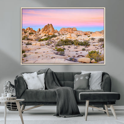 96167137-MGV-FC-36X24_Natural-Vibrant Sunset Sky Wall Art Canvas Print, Framed Joshua Tree Art Picture Print, Rugged Terrain Perfect Southwestern Boho Decor
