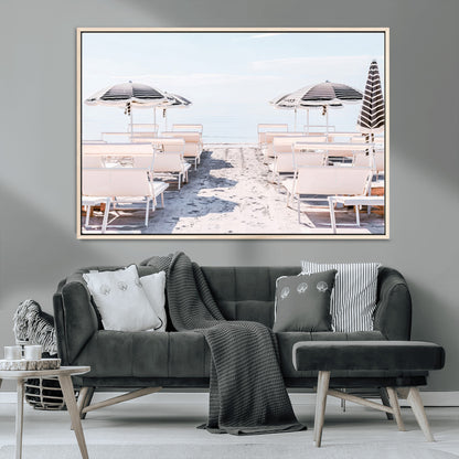 67623952-MGV-FC-36X24_Natural-Minimalist Beach Wall Art Canvas Print, Framed Pastel Sand Art Picture Print, Beach Aesthetic Perfect Coastal Minimalist Decor