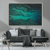 93287752-MGV-CV-36X24-Ocean Surf Wall Art Canvas Print, Framed Blue Waters Art Picture Print, Vibrant Seascape Perfect Coastal Adventure Decor Artwork