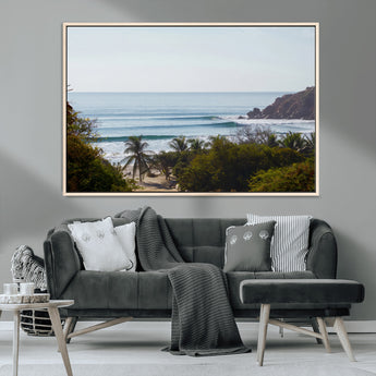 88336640-MGV-CV-36X24-Tropical Beach Scene Wall Art Canvas Print, Framed Coastal Photography Art Picture Print, Ocean Horizon Art Perfect Coastal Boho