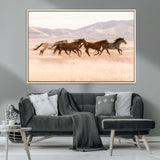 83644685-MGV-CV-36X24-Wild Horse Art Wall Art Canvas Print, Framed Rustic Western Art Picture Print, Desert Horse Scene Perfect Rustic Western Decor