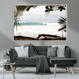 50382104-MGV-CV-36X24-Tropical Surf Wall Art Canvas Print, Framed Palm Tree View Art Picture Print, Beach House Art Perfect Boho Coastal Decor Artwork