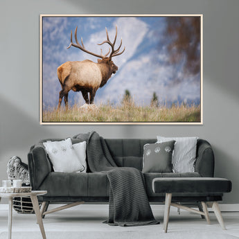 26365841-MGV-CV-36X24-Mountain Elk Art Wall Art Canvas Print, Framed Rustic Wildlife Print Art Picture Print, Lodge Style Decor Perfect Rustic Lodge
