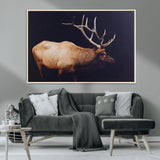 91871131-MGV-CV-36X24-Rustic Elk Art Wall Art Canvas Print, Framed Moody Wildlife Decor Art Picture Print, Western Animal Print Perfect Western Lodge