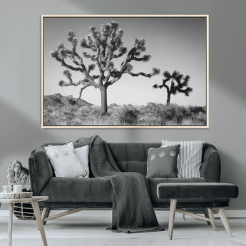 50975475-MGV-CV-36X24-Joshua Tree Art Wall Art Canvas Print, Framed Desert Tree Print Art Picture Print, Black White Nature Perfect Southwestern Boho