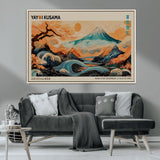 22373530-MGV-CV-36X24-Japanese Mt Fuji Wave Art Print – Ukiyo e Inspired Sun & Cherry Blossom Poster, Traditional Asian Landscape Painting, Modern