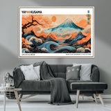 88785870-MGV-CV-36X24-Japanese Great Wave & Mt Fuji Wall Art – Ukiyo e Style Landscape Print with Flowing River, Autumn Mountain Poster, Oriental Asian