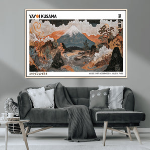 72914781-MGV-CV-36X24-Japanese Mt Fuji Wall Art – Traditional Ukiyo-e Inspired Landscape with River & Clouds, Vintage Asian Mountain Poster, Oriental