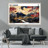 66243961-MGV-CV-36X24-Mount Fuji Japanese Wall Art – Golden Abstract Landscape Canvas Print, Cherry Blossom Painting, Modern Oriental Zen Home Decor