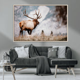 70489411-MGV-FC-36X24_Natural-Elk Photography Wall Art Canvas Print, Framed Mountain Wildlife Art Picture Print, Rustic Nature Decor Perfect Rustic Lodge Decor