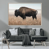 34451925-MGV-CV-36X24-Rustic Bison Decor Wall Art Canvas Print, Framed Buffalo Home Accent Art Picture Print, Prairie Wildlife Scene Perfect Western