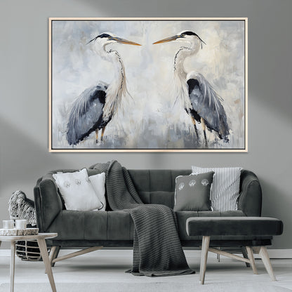 90806932-MGV-CV-36X24-Heron Wall Art Wall Art Canvas Print, Framed Bird Canvas Decor Art Picture Print, Nature Inspired Perfect Coastal Minimalist Decor