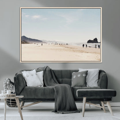 28307820-MGV-CV-36X24-Minimalist Beach Wall Art Canvas Print, Framed Coastal Serenity Art Picture Print, Soft Sand Perfect Modern Coastal Decor Artwork
