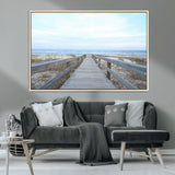 31602988-MGV-FC-36X24_Natural-Beach Boardwalk Wall Art Canvas Print, Framed Coastal Serenity Art Picture Print, Ocean View Perfect Coastal Minimalist Decor